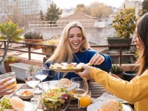 enjoying salad meal